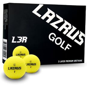 LAZRUS GOLF 2024 Premium 3-Piece Urethane Golf Balls - Long Distance, Enhanced Green Control, Performance & Accuracy, High Visibility Yellow, for Men & Women, Golf Accessories
