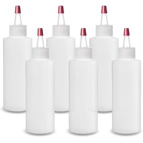 ljdeals 4 oz Plastic Squeeze Bottles with Yorker Caps, for hair color, Lotion, condiments, paints, craft, sauce and more…Pack of 6, BPA Free, Made in USA