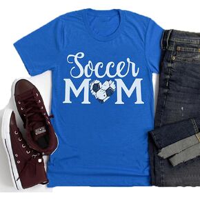 Womens Livin That Soccer Mom Life T-Shirt Round Neck Short Sleeve Top Tees