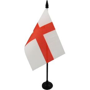 AZ FLAG England Table Flag 4'' x 6'' - English Desk Flag 15 x 10 cm - Black Plastic Stick and Base