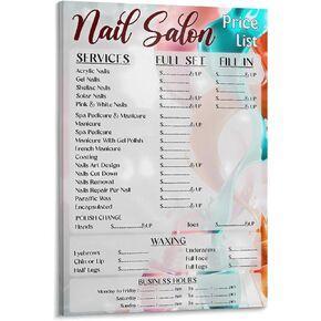 JBBGO Beauty Salon Price List Poster Hair Salon Price Service Wall Art Beauty Barber Shop Poster Canvas Wall Art Prints Wall Decor Unframe-style 12x18inch(30x45cm)
