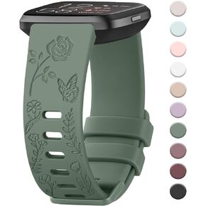 4 PACK Bands Compatible With Fitbit Versa 2 / Versa/Versa Lite/Versa SE Classic Soft Silicone Sport Strap for Women Men
