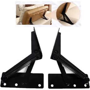 4pcs 80 Degree Black Hinge Spring Hinge Support Hinge Upturn Hidden Hinge Folding Hinge for Sofa Cabinet Coffee Table Storage Box Hardware Accessories