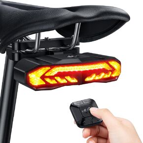 Onvian Smart Bike Tail Light with Turn Signals, Rechargeable Bike Horn Bike Alarm with Remote, Auto-Sensing Bike Turn Signals Light Alarm