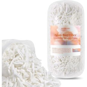 Stuffing Bean Bag Filler-Shredded Memory Foam Filling, 10BLS, No Odor, Stuffing Stuffed Animal, Couch Cushion Bean Bag Filling, Bean Bag Chair Filler, Punching Bag Filler, Pillow Stuffing, White