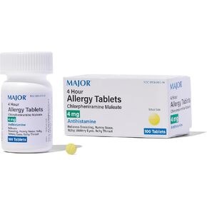 Major Pharmaceuticals Chlorpheniramine 4 mg Tablets, 100 Count