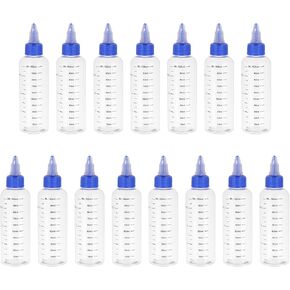 PATIKIL 3.4oz(100ml) Plastic Dispensing Bottle, 15Pcs Squeeze Graduated Empty Bottles with Black Twist Cap for Liquids, Inks, Oils, Sauces, Arts and Crafts, Transparent