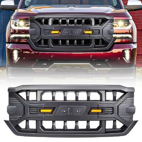 AMERICAN MODIFIED Armor Grille with Off-Road LED Lights Compatible with Chevrolet Silverado 1500, 2016 to 2019 Models, Glossy Black in Kuwait