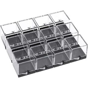 24 Pcs Mineral Standard Display Box Specimen Container Square Display Case Transparent Specimen Display Case Specimen Storage Boxes Specimen Case Clear Specimen Display Cases