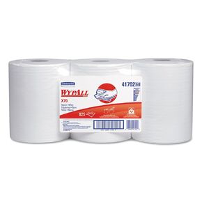 WypAll Power Clean X70 Medium Duty Cloths (41702), Center Pull Roll, Long Lasting Performance, White, 3 Rolls, 275 Sheets / Roll