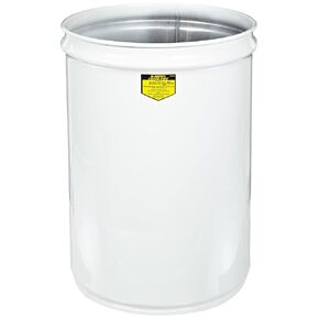 Justrite 26001W Cease-Fire Steel Drum, 12 Gallon Capacity, 14-1/2" OD x 20-1/4" Height, White