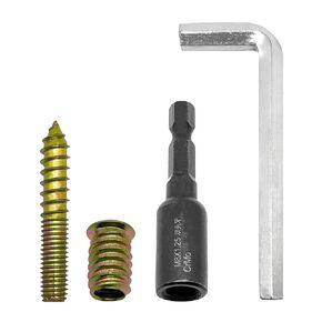 12 Sets Wood Furniture Set,M8x50mm Double Headed Bolts Self-Tapping Screw,M8x20mm Threaded Insert Hex Socket Nut,M8 Hanger Bolt Driver,8mm Hex Wrench for Joint Furniture Legs