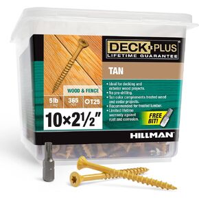 Deck Plus Fasteners Tan 48416 5 LB 2.5x10 Screw, 5lb Box, White