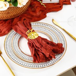 Preboun 26 Pcs Thanksgiving Fall Table Decorations Includes 2 Terracotta Table Runner 12 Cheesecloth Napkins 12 Napkin Rings Fall Decoration for Autumn Indoor Outdoor Dining(Maple Leaf)
