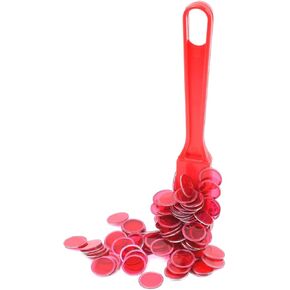 Treasure Gurus 100 Clear Red 3/4" Plastic Bingo Chip Magnetic Wand Set Hard Card Markers