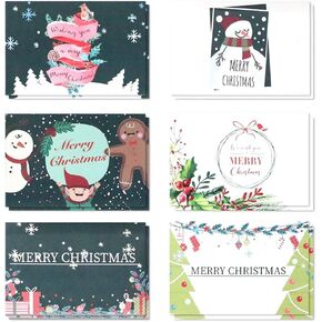 24 Pack Mini Christmas Greeting Cards & Envelopes, Cute Stweety Small Size 3 x 3" Merry Christmas Greeting Cards Festival Color (Pack of 24)