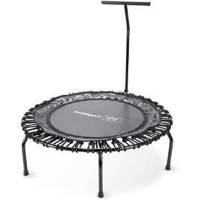 JumpSport Compact Round Lightweight 22 Pound Stable Bounce Home and Gym Fitness Indoor Mini Rebounder Trampoline for Adults, Black