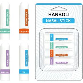 Nasal Stick (4 Pack), Portable Nasal Stick for Daily Refreshing, Pure and Natural Ingredients