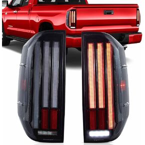 VLAND LED Tail Lights Compatible with 2014-2021 Toyota Tundra, with Red Sequential Turn Signal, with Startup Animation DRL, Clear