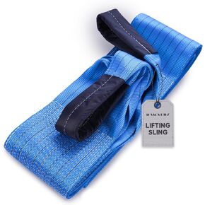 Heavy Duty Industrial Lifting Strap 22000 Lbs Vertical WLL 20ft - Eye and Eye Flat Polyester Web Lifting Sling (11.8" x 20')