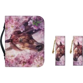 Bible Covers Bookmark 2 Set Coffee Colored Roses Bible Covers with Handle PU Leather Zippered Bible Case Scripture Study Journal Protector for Women Girls