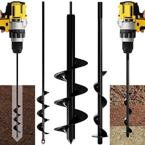 Auger Drill Bit for Planting 2 Pack with Soil Mixer – 1.6 x 16 Inch & 3.5 x 16 Inch Set - Garden Earth Auger and Bulb Planter Tool - Hole Digger for 3/8 Inch Hex Drive