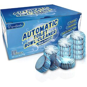 Ultra-Clean Toilet Bowl Cleaner Tablets for Deodorizing, Descaling & Stain Removal - Long-Lasting Blue Tablets with Sustained-Release Technology (12 Packs, Blue(Ocean))