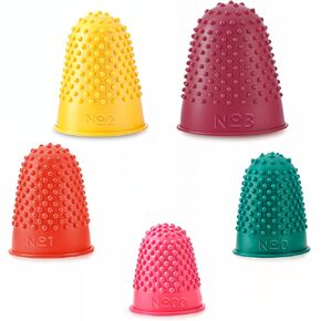 5PCS Rubber Fingers Tip Silicone Hot Finger Protectors Covers Rubber Finger Thimbles Thick Reusable Finger Protector for Money Counting Collating Writing Sorting in 5 Sizes and Colors