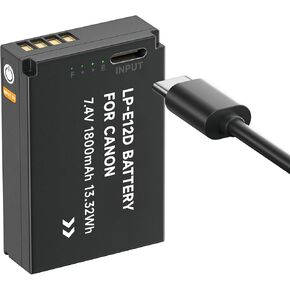 LP-E12 Battery,Canon LP-E12 Lithium-ion Battery Pack USB Direct Charging for Canon EOS-M, EOS M2, EOS M10, EOS M50, EOS M50 Mark II, EOS M100, EOS M200, SX70 HS, Rebel SL1 Digital Cameras