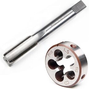 M18 X 1.5mm Metric Tap and Die Set HSS Straight Fluted Machine Thread Tap Right Hand Screw Tap and Round Thread Die