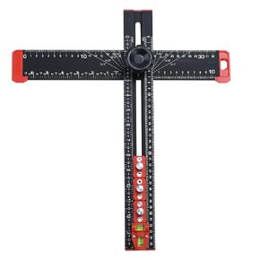 Professional 4 in 1 Drilling Positioning Ruler, 14"/35cm Multifunctional T-Square Ruler, Aluminum Alloy Woodworking Angle Ruler, Cabinet Hardware Jig for Precision Hole Punching Measure and Marking