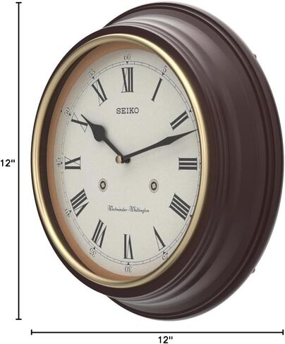 Seiko 12 Inch Grain Finish Wall Clock with Numerals and Dual Quarter Hour Chimes in Saudi Arabia