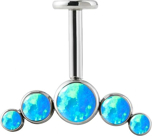 1PC Surgical Steel Threadless Cz Crescent Helix Piercing Five Opal Cartilage Earrings Piercing Jewelry in Saudi Arabia