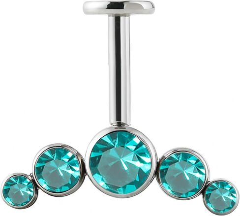 1PC Surgical Steel Threadless Cz Crescent Helix Piercing Five Opal Cartilage Earrings Piercing Jewelry in Saudi Arabia