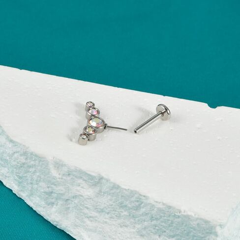 1PC Surgical Steel Threadless Cz Crescent Helix Piercing Five Opal Cartilage Earrings Piercing Jewelry in Saudi Arabia