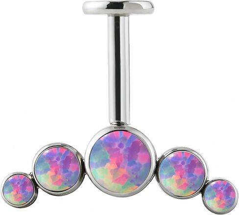 1PC Surgical Steel Threadless Cz Crescent Helix Piercing Five Opal Cartilage Earrings Piercing Jewelry in Saudi Arabia