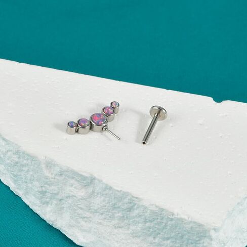 1PC Surgical Steel Threadless Cz Crescent Helix Piercing Five Opal Cartilage Earrings Piercing Jewelry in Saudi Arabia