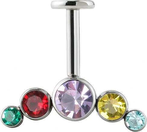 1PC Surgical Steel Threadless Cz Crescent Helix Piercing Five Opal Cartilage Earrings Piercing Jewelry in Saudi Arabia