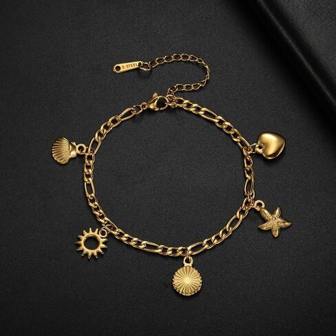 سوار من الفولاذ المقاوم للصدأ من Jude Jewellers للعطلات الصيفية والشمس على شكل قلب ساحر in Saudi Arabia