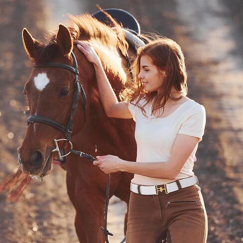 Prasacco 2 Pcs Elastic Equestrian Belt with Bit Buckle, 1.5 Inch Adjustable Hourse Riding Belts Equestrian Belts For Women Metal Surcingle Buckle Stretchable Horse Bit Belt for Horseback Riding Sports in Saudi Arabia