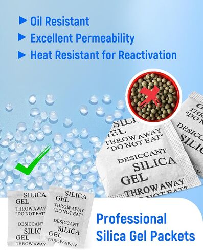 Damp Rid Hanging Bag Desiccant, Transparent Silica Gel Packs, Desiccant Packets for Storage, Moisture Absorbers for Spices Jewelry Shoes Boxes Electronics Storage, 150 Pcs in Saudi Arabia