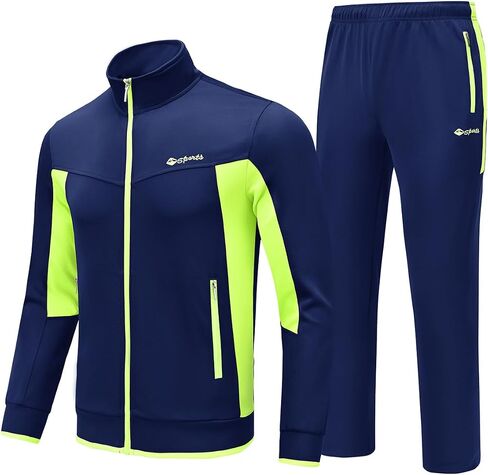 BASUDAM Men's Track Suits 2 Piece Set Long Sleeve Warm Up Tracksuits Zip-Front Athletic Casual Running Jogging in Saudi Arabia