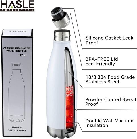 HASLE OUTFITTERS 17oz Stainless Steel Water Bottles Bulk, Vacuum Insulated Water Bottles Double Walled Powder Coated Reusable Metal Sports Water Bottles Keep Drinks Hot and Cold, Red, 8Packs in Saudi Arabia