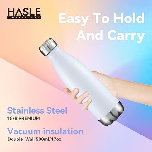 HASLE OUTFITTERS 17oz Stainless Steel Water Bottles Bulk, Vacuum Insulated Water Bottles Double Walled Powder Coated Reusable Metal Sports Water Bottles Keep Drinks Hot and Cold, Red, 8Packs in Saudi Arabia