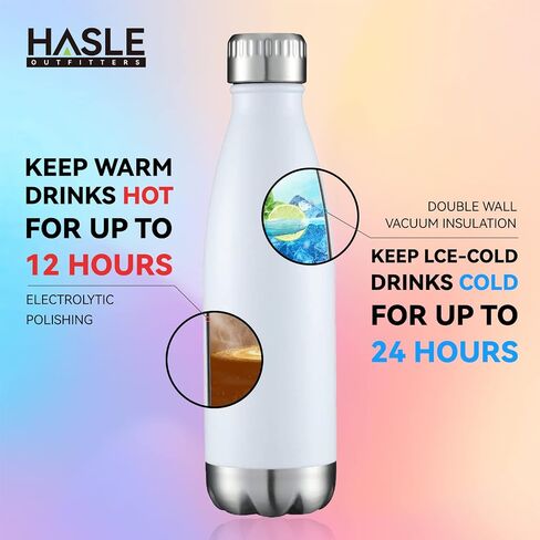 HASLE OUTFITTERS 17oz Stainless Steel Water Bottles Bulk, Vacuum Insulated Water Bottles Double Walled Powder Coated Reusable Metal Sports Water Bottles Keep Drinks Hot and Cold, Red, 8Packs in Saudi Arabia