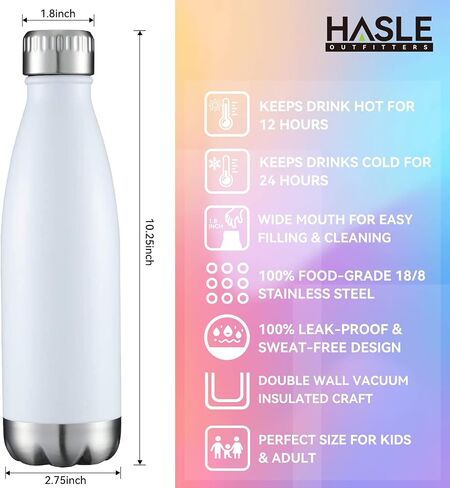 HASLE OUTFITTERS 17oz Stainless Steel Water Bottles Bulk, Vacuum Insulated Water Bottles Double Walled Powder Coated Reusable Metal Sports Water Bottles Keep Drinks Hot and Cold, Red, 8Packs in Saudi Arabia