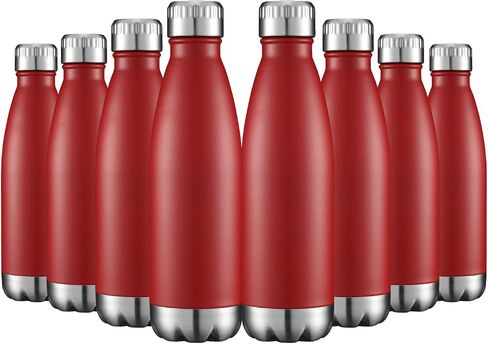 HASLE OUTFITTERS 17oz Stainless Steel Water Bottles Bulk, Vacuum Insulated Water Bottles Double Walled Powder Coated Reusable Metal Sports Water Bottles Keep Drinks Hot and Cold, Red, 8Packs in Saudi Arabia
