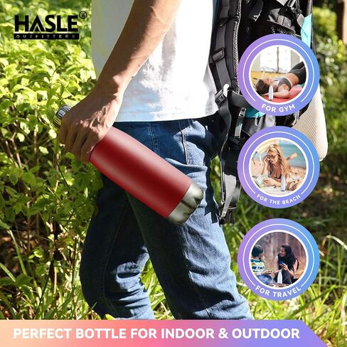 HASLE OUTFITTERS 17oz Stainless Steel Water Bottles Bulk, Vacuum Insulated Water Bottles Double Walled Powder Coated Reusable Metal Sports Water Bottles Keep Drinks Hot and Cold, Red, 8Packs in Saudi Arabia