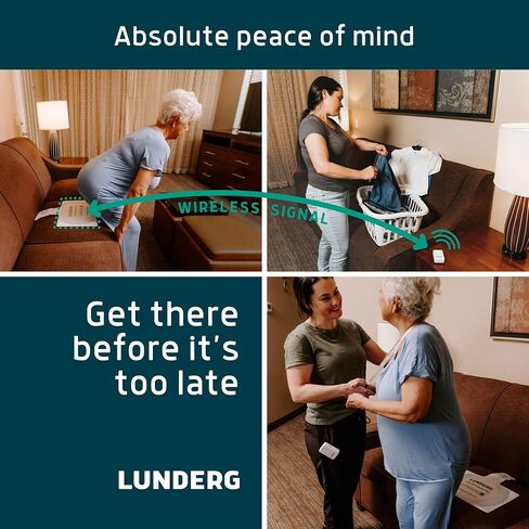 Lunderg Chair Alarm System - Wireless Chair Alarms and Fall Prevention for Elderly and Dementia Patients - Smart and Reliable Elderly Monitoring Kit for Caregiver - Perfect Complement to Bed Alarm in Kuwait