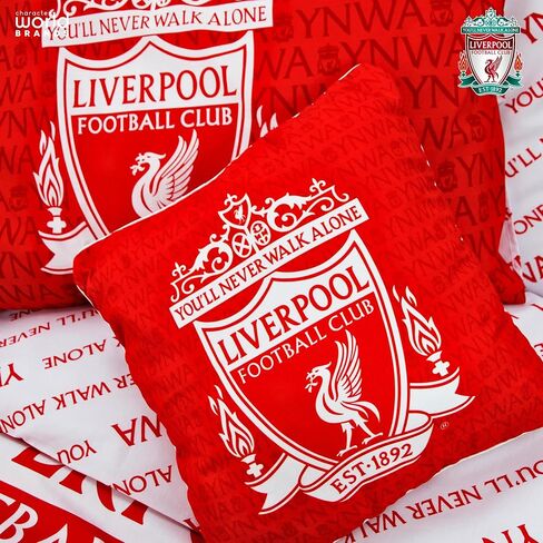 وسادة حمراء رسمية من Character World Liverpool FC، فائقة النعومة ذات وجهين، تصميم YNWA لنادي كرة القدم، مثالية لأي غرفة نوم أو أريكة أو على السرير 16 × 16 بوصة in Kuwait